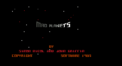 Mad Planets Title Screen